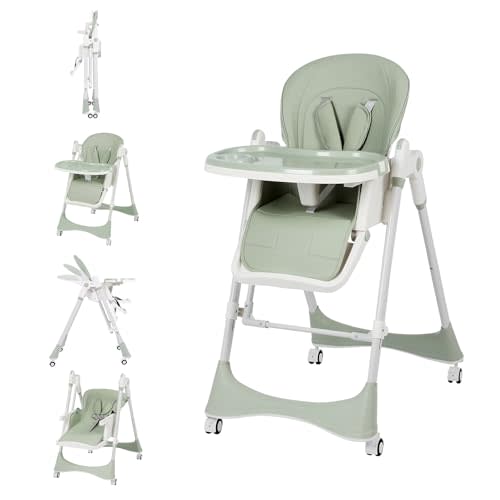 6-in-1 High Chair with Rocker | Convertible Baby High Chair for Newborn to Toddler | Easy-Clean, Foldable & Adjustable with Removable Tray, Sparrow Lake Green