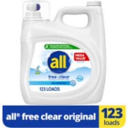 all Free Clear for Sensitive Skin Liquid Laundry Detergent, 154 fl oz / 123 loads