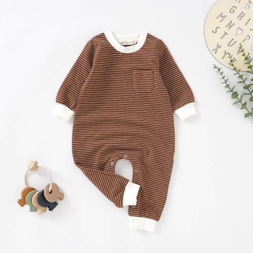 Tiny Alpaca | Organic Natural Cotton Baby Striped Jumpsuit | 0-2 Years | Gender Neutral | Baby Rompers | Baby Shower Gift |
