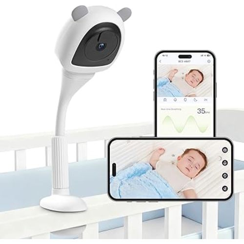 2K Baby Monitor with Camera and Audio Wireless, No WiFi Needed for Crib Mount, Night Vision Smart Camera, Cry Detection Two-Way Talk, No Monthly Fee