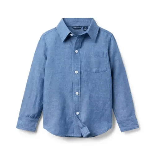 Boy Lavender Blue Heather The Linen-Cotton Shirt by Janie and Jack