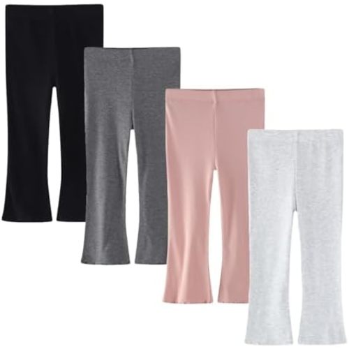 Baby Toddler Girl Flare Pants 4 Pack Toddler Bell Bottom Leggings Girls Soft Cotton Ribbed Ruffle Pants Clothes