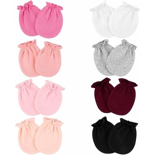 8 Pairs Baby Mittens Unisex, Newborn Mittens No Scratch Cotton Mitten, Newborn Essentials for 0-6 Months Boys Girls