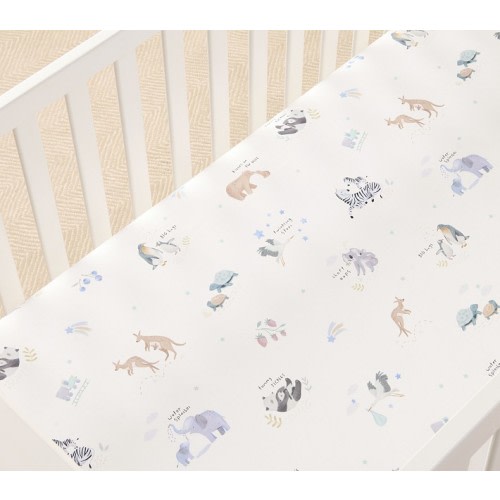 Avery Animals Organic Crib Fitted Sheet | Pottery Barn Kids