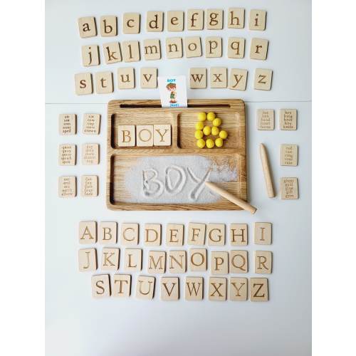 Montessori materials read write create sand tray with letters cards homeschool materials educational learning preschool toddler gift for kid