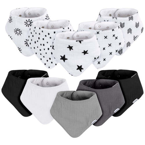10-Pack Baby Black & White Muslin Bandana Bibs – Gerber Childrenswear