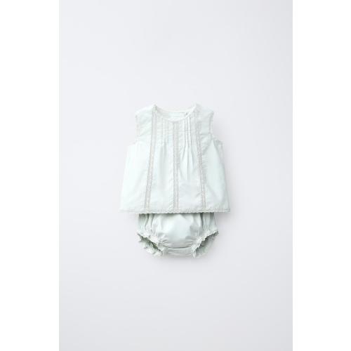 EMBROIDERED SHIRT AND BLOOMERS SET - Pastel blue | ZARA United States