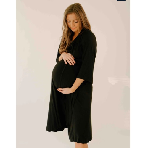 Lila Labor & Postpartum Gown in Black