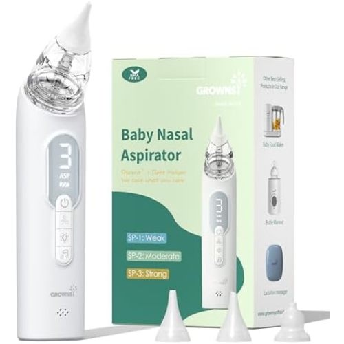 GROWNSY Upgrade Nasal Aspirator for Baby, Rechargeable Baby Nose Sucker, Electric Nose Suction for Baby