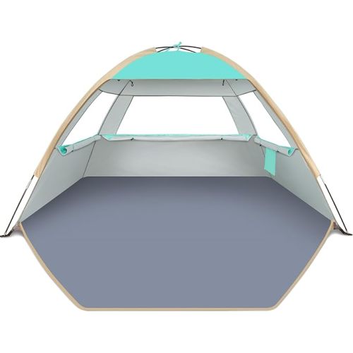 Gorich Beach Tent Sun Shelter for 3/4-5/6-7/8-10 Person with UPF 50＋ UV Protection, Lightweight & Easy Setup Beach Shade Canopy, Portable Beach Shade Tent Beach Cabana
