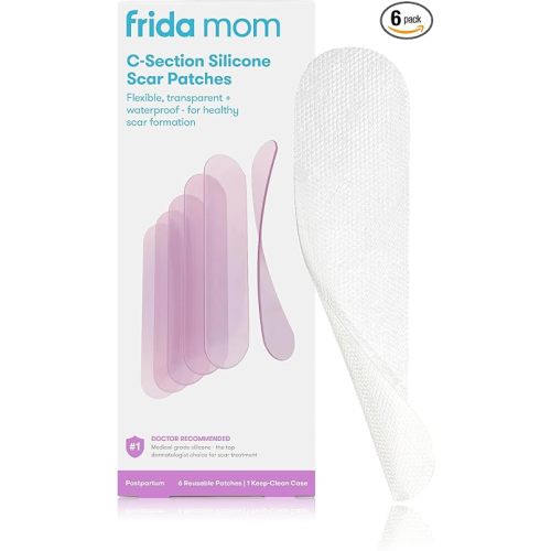 Frida Mom C-Section Silicone Strips, C-Section Recovery Must Have Scar Patches, Reusable Medical Grade Treatment for Keloid Scars, Includes Case & Pouch