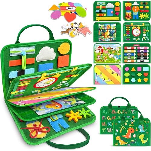 Gojmzo Busy Board Montessori Toys for Toddler Boy Birthday Gifts Busy Book | Sensory Toys, Airplane Car Travel Toy, Learning Educational Toys, Activity Book, Toddler Activities, Fine Motor Skills