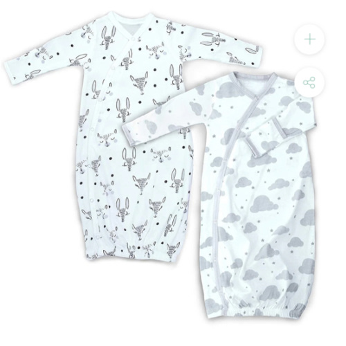 2 Pack Organic Cotton Kimono Gowns