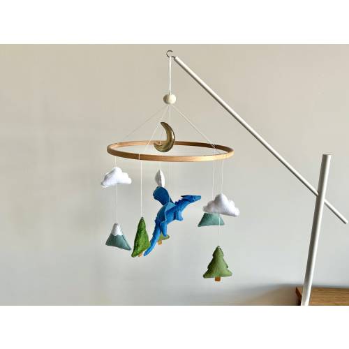 Blue Dragon Nursery Mobile: Felt Fantasy Decor