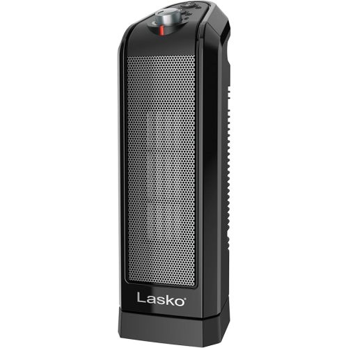 Lasko Oscillating Ceramic Tower Space Heater for Home with Overheat Protection, Adjustable Thermostat, and 2 Speeds, 15.7 Inches, Black, 1500W, CT16450