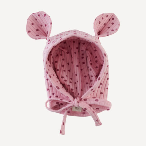 bear hat | mauve dot | organic cotton wide rib
