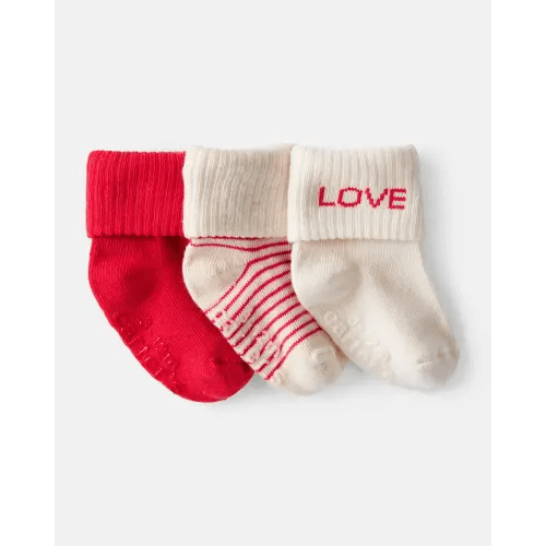 Baby Boy 3-Pack Valentine's Day Booties - White/Red | Carter's