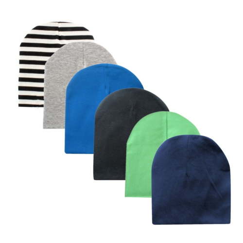 Esho Newborn Baby Boys Girls Soft Cotton Turban Beanie Hats Infant Warm Caps, 6-Pack