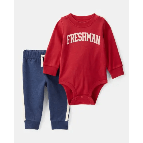 Baby Boy 2-Piece Freshman Long-Sleeve Bodysuit & Pull-On Pant Set | Carter's