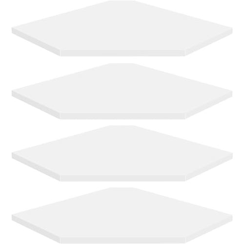 Homode Corner Wall Shelf, Corner Shelf Floating, Set of 4 Wooden Hanging Corner Shelves with Wire Hole for Bathroom Living Room Office, White