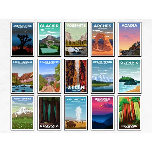 3 Poster Bundle - any 3 National Park Posters, National Park and hiking gift, vintage national park style prints | Poster gifts