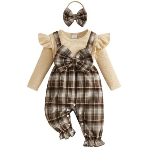YINGISFITM Newborn Baby Girl Clothes Floral Romper Fack Two Piece Jumpsuit