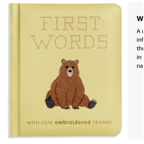 First Words with Cute Embroidered Friends: A Padded Board Book for Infants and Toddlers featuring First Words and Adorable Embroidery Pictures (First Words Board Books for Babies)