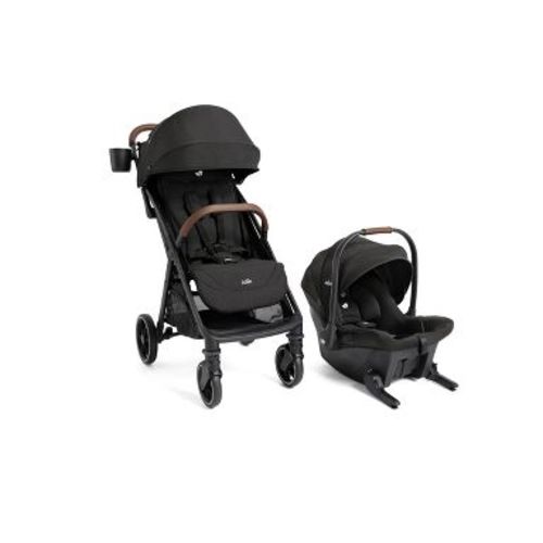 Joie Nutmeg Travel System and Mint Infant Car Seat - Shale: Folds for Easy Transport, Adjustable Handle, Canopy, Foot Operated Brake