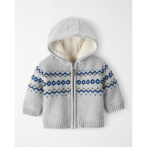 Baby Boy Organic Cotton Fair Isle Sherpa Sweater Knit Jacket  - Little Planet | Carter's