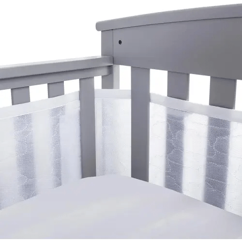 BreathableBaby Breathable Mesh Liner for Full-Size Cribs, Sheer Deluxe 5mm Mesh, Clouds (Size 4FS Covers 3 or 4 Sides)