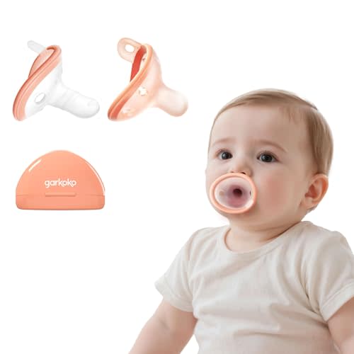 Breast & Thumb Shape Pacifier Set with Case, Anti-Colic & Anti-Addiction Baby Soothing Pacifiers, 2-Pack with Storage Box for Newborns 0-6 Months