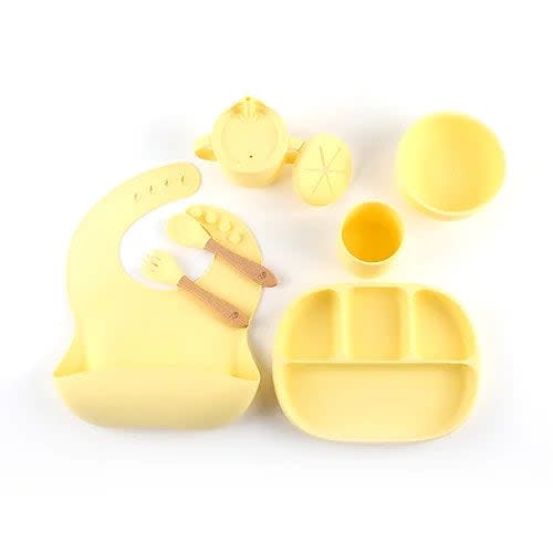 Nummi and Sunny Silicone Baby Feeding Set, Baby Food Set, Suction Bowl and Snack Cup, Water Cup, Silicone Spoon and Fork