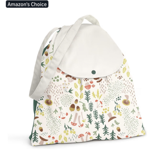 Esembly Day Bag – Reusable Wet and Dry Bag Made From Recycled Fabric With Dual Waterproof Compartments for Cloth Diapers, Swimsuits, Toiletries, and Snacks - Fantastic Fungi