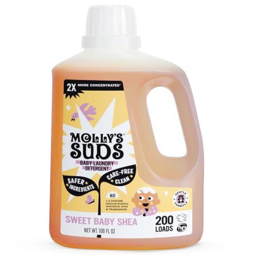 Molly's Suds Baby Liquid Laundry Detergent | Removes Formula, Poop & Spit-Up Stains | Extra Gentle for Infants, Babies, Toddlers (Sweet Baby Shea, 200 Loads)