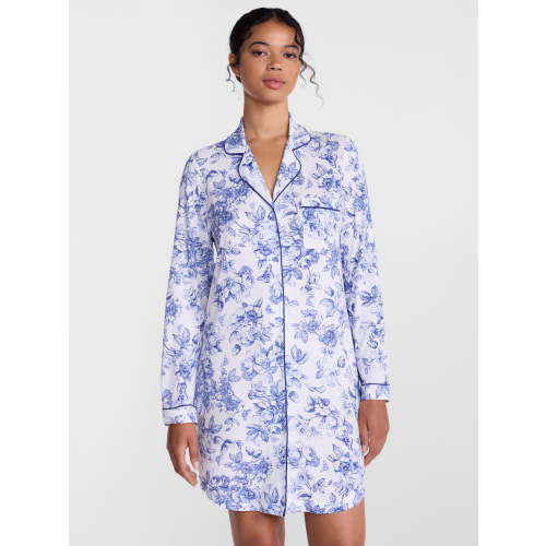 Joyspun Women's Dreamy Soft Collection Notch Collar Sleepshirt with Long Sleeves, Sizes XS-3X
