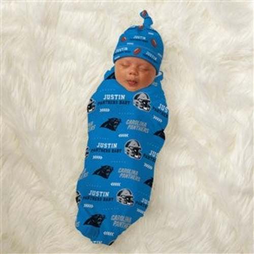 Carolina Panthers Personalized NFL Baby Hat & Receiving Blanket Set