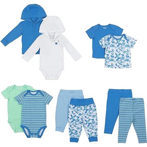 Hanes unisex-baby Clothes, Flexy Warm Weather Wardrobe, Girls & Boys 10-piece Set