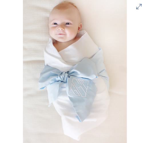 Bow Swaddle ® - Breakers Blue Seersucker