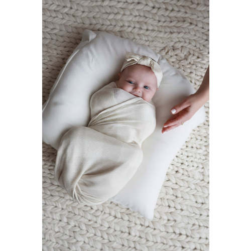 Big Check Bamboo Waffle Oversized Swaddle Blanket | Sand