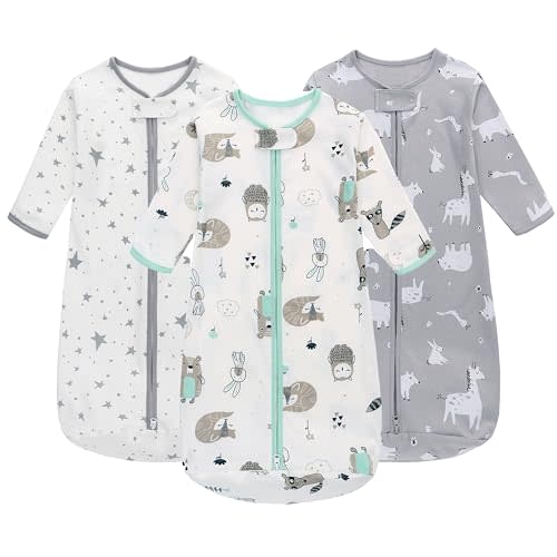 Miracle Baby Sleep Sack with Long Sleeve, 100% Breathable Cotton Wearable Blanket with Two-Way Zipper for Infants 0–18 Months