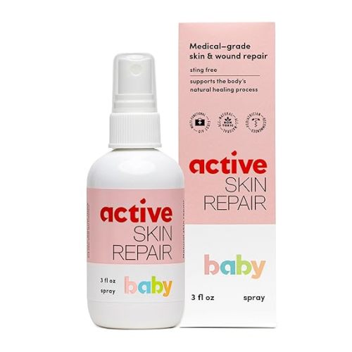 Active Skin Repair Baby First Aid Spray, Medical Grade Hypochlorous, 3 oz | Natural and non-toxic, hypochlorous acid, no-sting formula, diaper rash, baby acne, eczema, cuts, scrapes, travel size