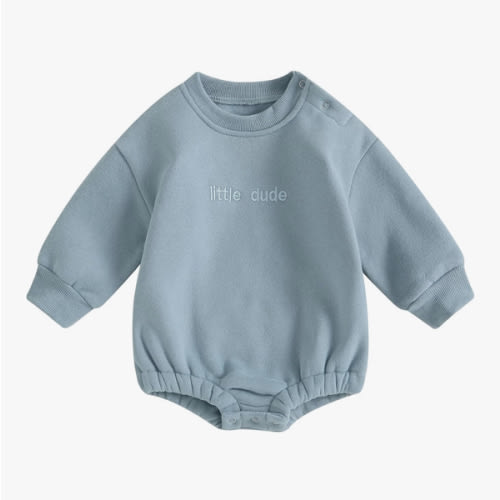 VISGOGO Newborn Infant Baby Boy Oversized Romper Little Dude Sweater Onesie Coming Home Outfit Neutral Clothes