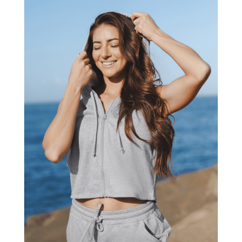 French Terry Sleeveless Nursing Hoodie | Grey Heather - Kindred Bravely