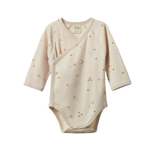 Long Sleeve Kimono Bodysuit - Bumble Bee Print