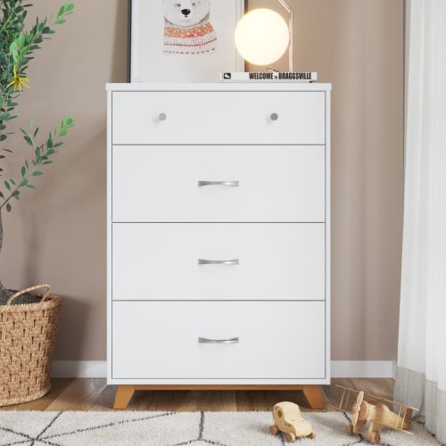 Soho 4 Drawer Chest, White/Natural | Nursery Dressers and Chests | Child Craft