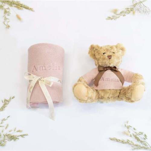New Baby Blanket And Teddy, Rose - The Baby Gifting Company | Maisonette