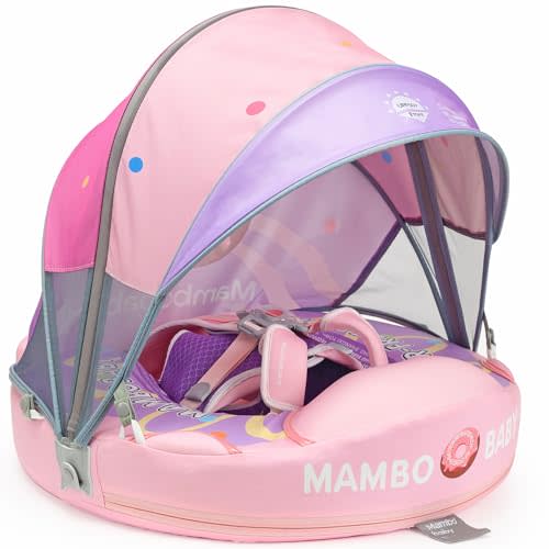 3 Swim Method Add Bed More Comfortable Mambobaby Float with Tail and Canopy Non-Inflatable Baby Swim Float Mambo Float Smart Swim Trainer Infant Swim Pool Float Swim Ring for 3-24months Girls Boys