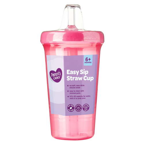 Parent's Choice Easy Sip Straw Cup 6 Months+, Pink, 9 fl oz, 1 Count