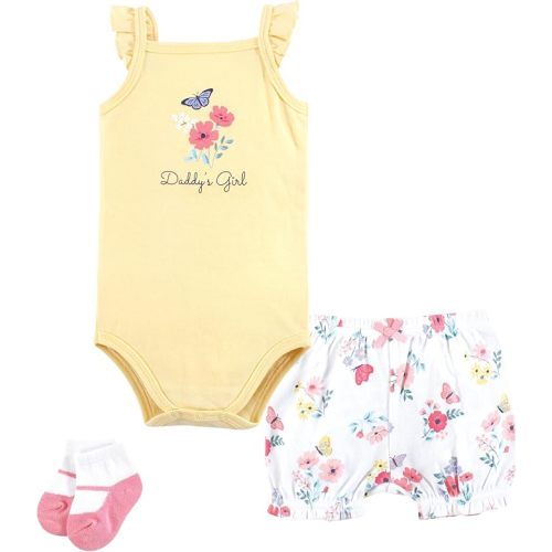 Hudson Baby Unisex Baby Bodysuit, Short and Sock, 3-Piece Set