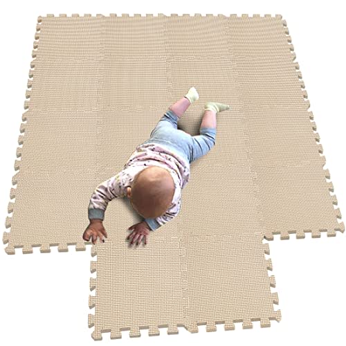 MQIAOHAM® Children Puzzle mat Play mat Squares Foam Play mat Tiles Baby mats for Floor Puzzle Puzzle mat Childrens Soft Play mats Girl playmat Carpet Interlocking Foam Floor mats for Baby Beige 110